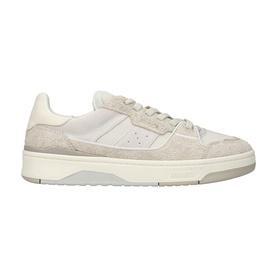 Axel Arigato white low-top trainers with suede and leather panelling, perforated detailing, and off-white chunky sole.