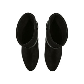 Isabel Marant black suede knee-high boots, overhead view showing shaft opening and subtle side zip detail