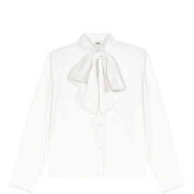 Scallop Trim Pussybow Blouse