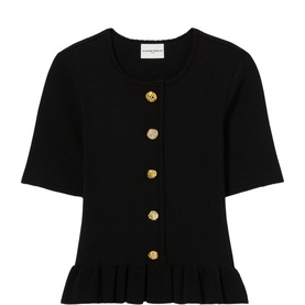 Button Detail Knitted Peplum Top