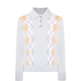Fawne Argyle Polo Sweater