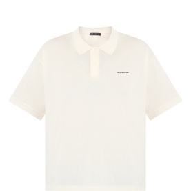 Cole Buxton Vintage White polo shirt in cotton-silk blend, short sleeves, ribbed collar, and chest logo print