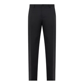 Dolce & Gabbana black cotton tailored trousers with pressed front crease, belt loops, and flat-front waistband