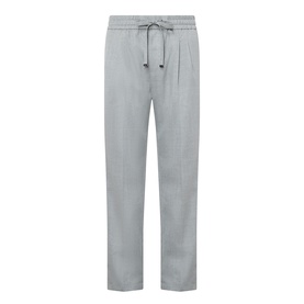 Dolce & Gabbana grey melange virgin wool trousers with elasticated drawstring waist and tapered leg