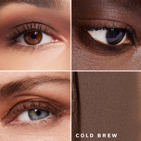 Est&eacute;e Lauder The Essential Eyeshadow Stick in Espresso, shown on three models with a Cold Brew shade swatch