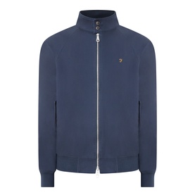 Farah Vintage True Navy casual jacket with funnel neck, full zip fastening, ribbed cuffs, and embroidered logo badge