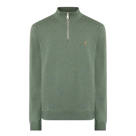 Farah Vintage Half Zip sweatshirt in Rosemary Marl, 100% cotton with silver zip and embroidered logo at chest