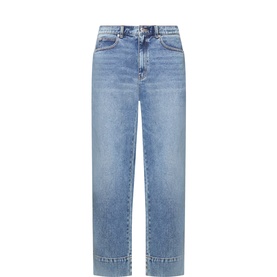 Farah Vintage 3049 Straight Jeans in light wash denim with classic five-pocket styling and turn-up hems