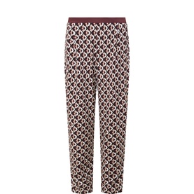 Mey Hot Maroon PJ Pants in geometric print modal fabric with elasticated waistband, cropped relaxed leg