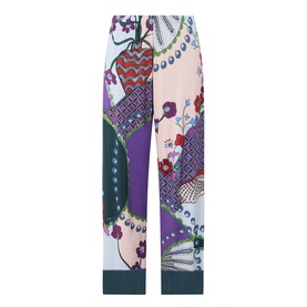 Mey Mystic Jade PJ Pants in multicolour patchwork print with teal contrast cuffs, wide-leg silhouette in modal fabric