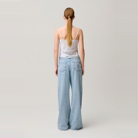 Embroidered Wide Leg Jeans