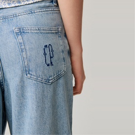 Embroidered Wide Leg Jeans