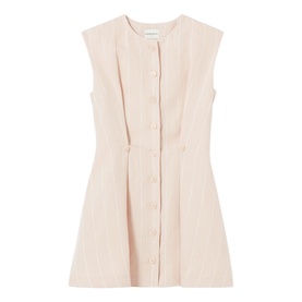 Pinstripe Pleated Mini Dress