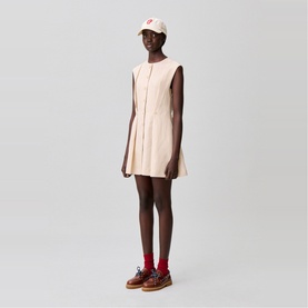 Pinstripe Pleated Mini Dress