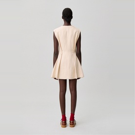 Pinstripe Pleated Mini Dress