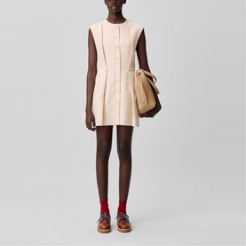 Pinstripe Pleated Mini Dress