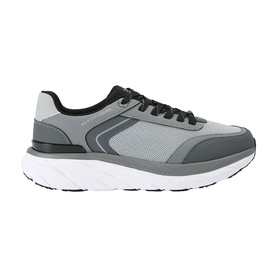 KG by Kurt Geiger grey men's running trainer with mesh upper, black laces, and thick white sole