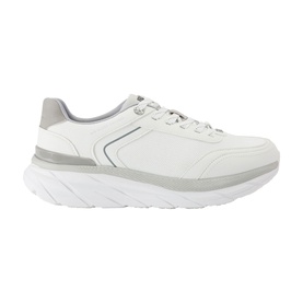 KG by Kurt Geiger white leather lace-up trainer with grey suede panelling and chunky white sole