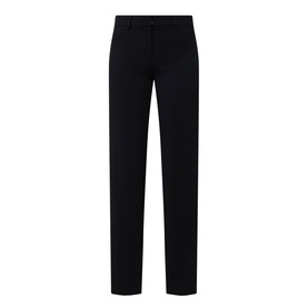 Akris Punto black slim-leg tailored trousers with flat front, belt loops, and concealed zip fastening