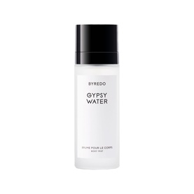 Byredo Gypsy Water Body Mist in a white cylindrical bottle with black cap, front label visible