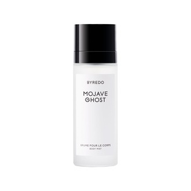 Byredo Mojave Ghost Body Mist in a white cylindrical bottle with black cap, front label visible