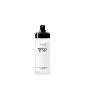 Byredo Mojave Ghost Body Mist in a clear spray bottle with black pump cap, front-facing product shot