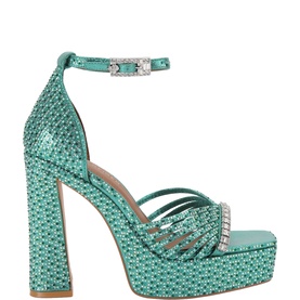 Crystal Strap Platform Block Heels