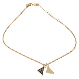 Prada Accessories gold-tone chain bracelet with two triangle charms, one black enamel with logo, one plain gold-tone.