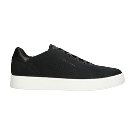 Cole Haan men's black low-top trainer with textured upper, lace-up fastening, and contrasting white cupsole