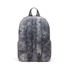 Herschel backpack in Cloud Grid print, rear view showing padded shoulder straps and top carry handle with gunmetal hardware.