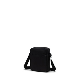 Herschel crossbody bag in Black Tonal, compact square shape with zip closure and adjustable black shoulder strap.