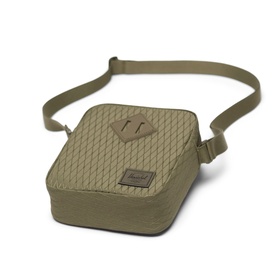 Herschel crossbody bag in Ivy Green Diamond with quilted texture, tone-on-tone hardware, and adjustable shoulder strap.