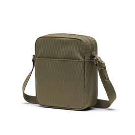 Herschel Crossbody bag in Ivy Green Diamond with quilted texture, zip closure, and adjustable shoulder strap