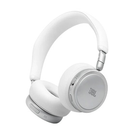 JBL Live 680NC On-Ear Wireless Headphones in white with silver accents and cushioned ear cups