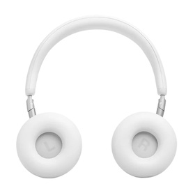 JBL Live 680NC On-Ear Wireless Headphones in white, front view showing padded ear cups and adjustable headband
