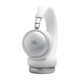 JBL Live 680NC On-Ear Wireless Headphones in white, padded ear cups, adjustable headband, silver accents