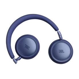JBL Live 680NC On-Ear Wireless Headphones in blue, padded ear cups with branded detailing and adjustable headband