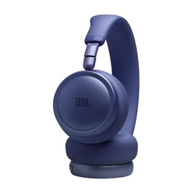 JBL Live 680NC On-Ear Wireless Headphones in blue, padded ear cups, adjustable headband, foldable design