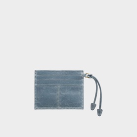 Prada Accessories blue leather card holder with multiple card slots and zip pull detail, silver-tone hardware