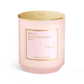 Maison Francis Kurkdjian &Agrave; la rose scented candle in pink frosted glass vessel with gold lid