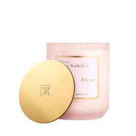 Maison Francis Kurkdjian &Agrave; la rose scented candle in pink frosted glass with gold lid