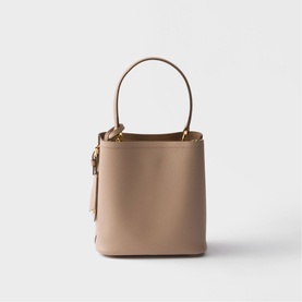 Prada Accessories powder bucket bag with single top handle, gold-tone hardware and side zip detail