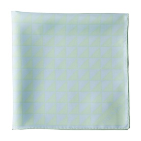 Prada Accessories green silk pocket square with tonal check print, folded flat to show full pattern detail.