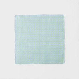 Prada Accessories green silk pocket square with subtle woven check pattern, flat lay view