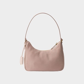 Prada Accessories powder pink leather shoulder bag with single top handle, gold-tone zip hardware and tassel detail