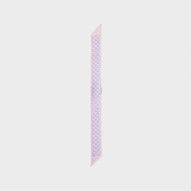 Prada Accessories pink narrow silk twilly scarf with lilac monogram print and contrasting border edges