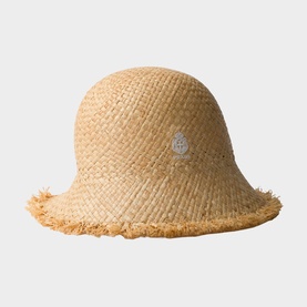 Crest Logo Raffia Bucket Hat