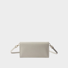 Prada Accessories neutral leather crossbody bag, gold-tone hardware, structured flap design with adjustable shoulder strap