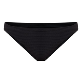 Sea Level black bikini bottom with subtle horizontal texture and elasticated waistband, flat lay product shot