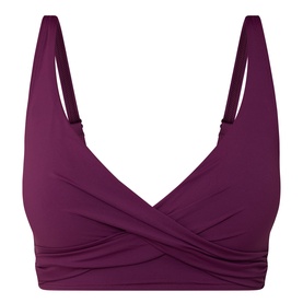 Sea Level Essentials Cross Front Multifit Bikini Top in Claret, V-neckline with twisted front detail and adjustable straps